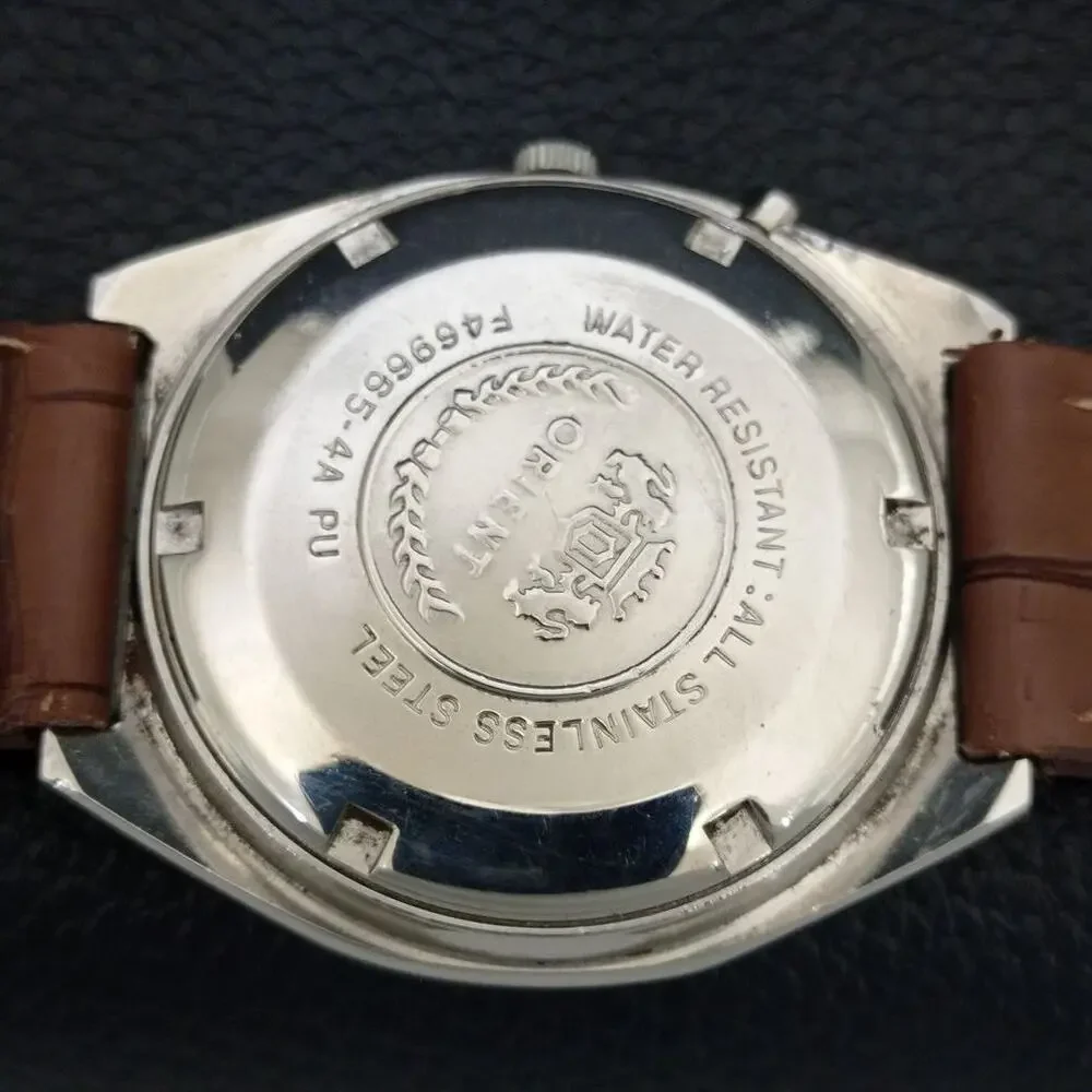 Vintage 1983 Orient Automatic Mens Silver Watch W/daydate & Gold accents
